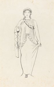 Estátua no frontão sobre a frente oeste do templo em Egina de W. Walton after John Flaxman