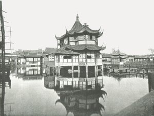 Um dos jardins públicos do chá, Shanghai, China, 1895. de W and S Ltd