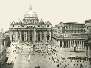 St Peters Basilica e o Vaticano, Roma, Itália, 1895.