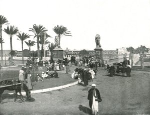A ponte Kasr-el-nil, Cairo, Egito, 1895.