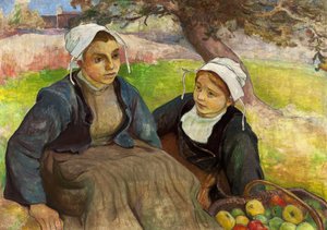 Duas mulheres bretãs com um cesto de maçãs de Władysław Ślewiński