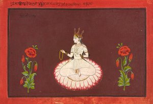Saraswati, fólio de uma série de Deusas, ca. 1680-1700. de Wajid