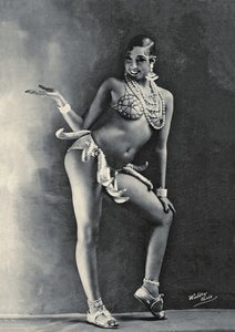 Josephine Baker vestindo o seu famoso fato de Banana c.1927 (foto a p/b)