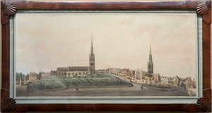 Uma vista panorâmica da cidade de Coventry (wc com caneta e tinta no papel)