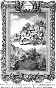 Rei John 1167-1216 esfaqueando seu sobrinho Príncipe Arthur, século XIX.