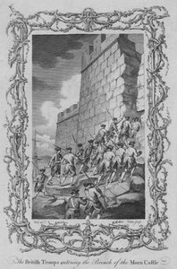 As tropas britânicas que entram na quebra do castelo Moro, c1770s.