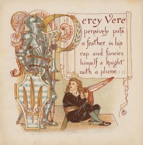 Ilustração para "Pothooks and Perseverance" de Walter Crane (litografia a cores) de Walter (after) Crane