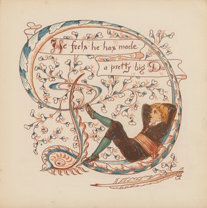 Ilustração para "Pothooks and Perseverance" de Walter Crane (litografia a cores) de Walter (after) Crane