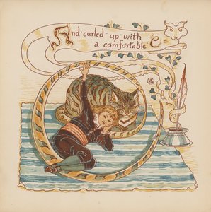 Ilustração para "Pothooks and Perseverance" de Walter Crane (litografia a cores) de Walter (after) Crane
