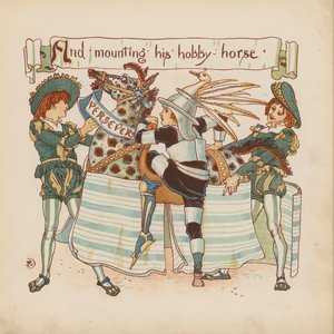 Ilustração para "Pothooks and Perseverance" de Walter Crane (litografia a cores) de Walter (after) Crane