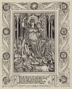 Página da nova edição ilustrada de Faerie Queene de Spenser (foto p/b) de Walter (after) Crane