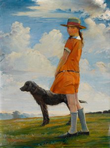 A Filha do Artista Passeando com o Cachorro do Vigário (óleo sobre tela)