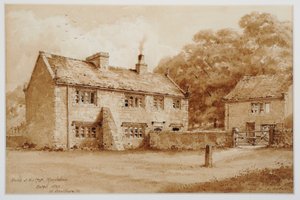 Casa no cimo da colina, Meanwood, c.1870 (esferográfica e tinta) de Walter Braithwaite