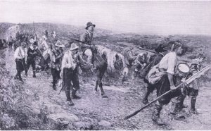 Após Sedgemoor, ilustração das Batalhas Britânicas na Terra e no Mar, 1915 de Walter Crane