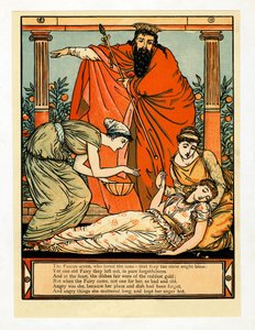 E ela cai em um sono como a morte, do livro The Blue Beard Picture Book, pub. 1879. de Walter Crane