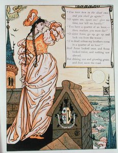 Anne Looking from the Tower, ilustração de "Barba Azul" de Charles Perrault (1628-1703) (gravura a cores) de Walter Crane