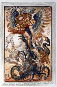 Bellerophon está a matar a Quimera, c. 1900 (ilustração) de Walter Crane