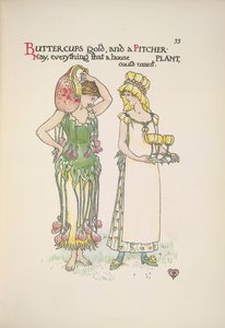Manteiga de ouro e planta de jarro. Duas jovens mulheres de Walter Crane