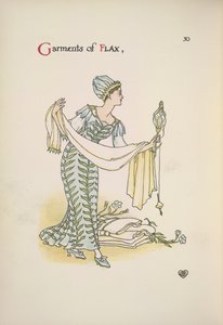 Roupas de linho. Uma mulher segurando um xaile de Walter Crane