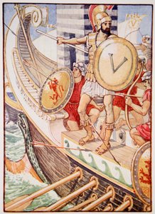 Ele tornou-se um alvo para cada flecha, ilustração de The Story of Greece, de Mary Macgregor. de Walter Crane