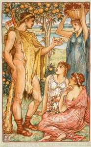 Hércules e as ninfas, ilustração de &39;A Wonder-Book para meninas e meninos&39; por Nathanial Hawthorne, 1852 de Walter Crane