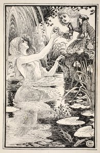 &39;Estou aqui querida pequenina - eu sou sua própria madrinha&39;, disse a ilustração Nix-lady, de &39;Folk and Fairy Tales&39;, de Mrs. Burton Harrison, 1885 de Walter Crane
