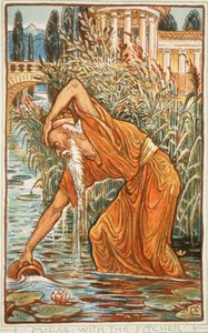 Midas com o jarro, ilustração de &39;um livro de maravilha para meninas e meninos&39; por Nathanial Hawthorne, 1852 de Walter Crane