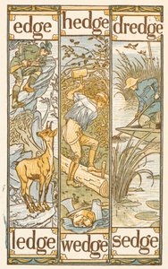 Palavras rimadas que terminam na letra E. A cartilha dourada. de Walter Crane