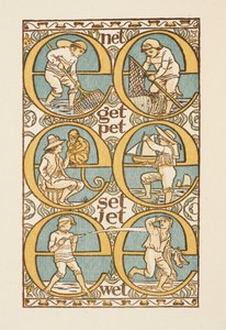 Palavras rimadas que ilustram o uso da letra E. A cartilha dourada. de Walter Crane