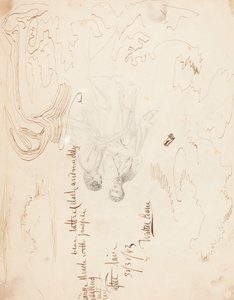 Esboço de um casal sentado com estudos de nuvens [verso] de Walter Crane