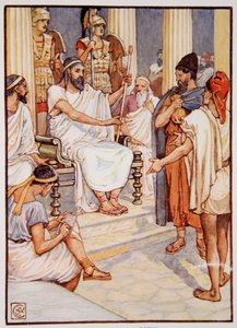 Sólon a libertar um escravo, c.595, ilustração de The Story of Greece de Mary Macgregor de Walter Crane