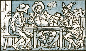 The Happy Poor, ilustração da música de &39;Who Liveth So Merry em toda essa terra&39;, de &39;Pan-Pipes&39;, Um livro de canções antigas, recém-arranjado e com acompanhamentos de Theo. Marzials, publicado em Londres por G de Walter Crane