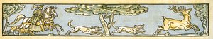 &39;The Hunt is Up e é quase todo o dia e Harry, o nosso Rei, foi embora à caça&39;, ilustração de Canção de &39;Pan-Pipes&39;, Um Livro de Canções Antigas, Recentemente Arranjado e com Acompanhamentos de Theo. Marzials, publishe de Walter Crane