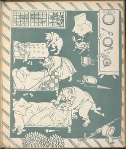 Os Três Ursos, a fazer as suas camas. de Walter Crane