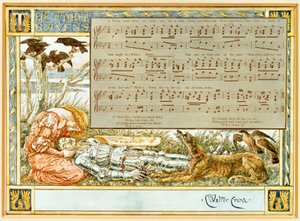 Os Três Corvos: Design para um livro de canções de Walter Crane