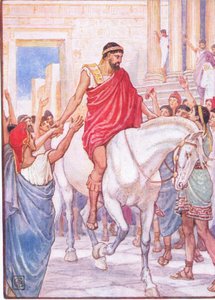 A multidão saudou-o com elogios altos, ilustração da história da Grécia de 1930 de Walter Crane