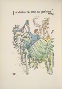 A armadilha de mosca de Vénus. Um casal que viaja a cavalo e carruagem de Walter Crane