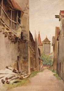 Rua de trás, Rothenburg (aguarela) de Walter Frederick Roofe Tyndale
