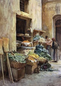Greengrocer shop, Riviera Italiana (cor litho) de Walter Frederick Roofe Tyndale