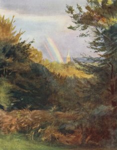 A Nova Floresta: Igreja Lyndhurst de Emery Down (cor litho) de Walter Frederick Roofe Tyndale