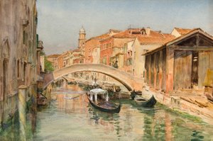 O antigo estaleiro no Rio del Ognissanti, Veneza (aguarela) de Walter Frederick Roofe Tyndale