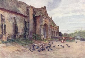 Wessex: A Tithe-Barn, Abbotsbury, perto de Weymouth (litografia a cores) de Walter Frederick Roofe Tyndale