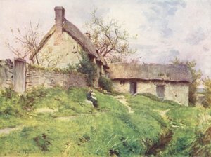 Wessex: Um grupo de casas de campo em Sutton Poyntz, perto de Weymouth (litografia a cores) de Walter Frederick Roofe Tyndale