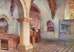 Wessex: A igreja de Bere Regis (litografia a cores) de Walter Frederick Roofe Tyndale