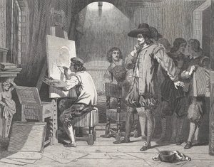 Sebastian Gomez descoberto por seu Mestre, Murillo, At Work, de Illustrated L..., 29 de abril de 1848. de Walter George Mason