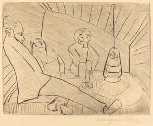Três pessoas em um Atelier, 1920. de Walter Gramatte