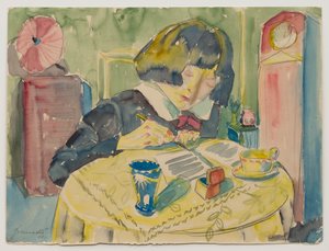 Frau beim Schreiben (Sonia Gramatté) de Walter Gramatte