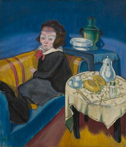 Junge Frau am Tisch (Samowar) de Walter Gramatte