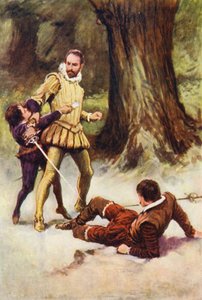 Ilustração para Kenilworth de Sir Walter Scott (litografia a cores)