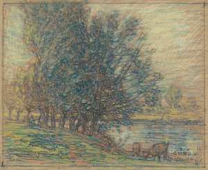 Willows, Longpre, França, c.1911-18 (pastel em papel wove) de Walter Griffin